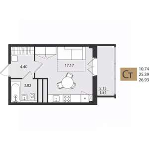 Студия квартира, вторичка, 27м2, 14/16 этаж