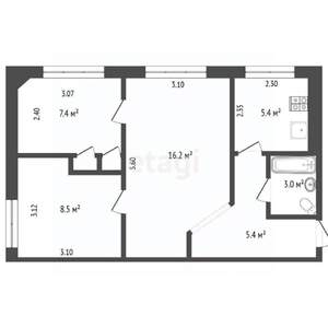 3-к квартира, вторичка, 47м2, 1/5 этаж