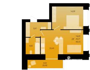 2-к квартира, вторичка, 48м2, 9/10 этаж