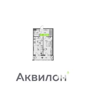 2-к квартира, строящийся дом, 48м2, 3/8 этаж