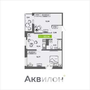 2-к квартира, вторичка, 50м2, 16/16 этаж