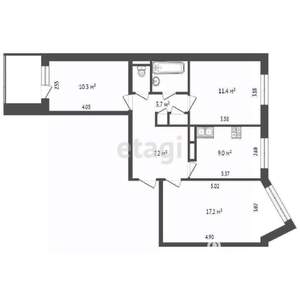 3-к квартира, вторичка, 62м2, 9/10 этаж