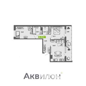 2-к квартира, вторичка, 57м2, 14/16 этаж