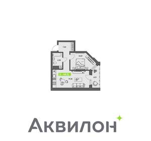 1-к квартира, вторичка, 44м2, 3/8 этаж