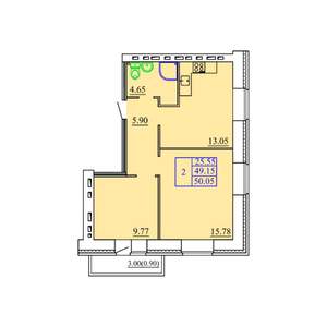 2-к квартира, вторичка, 50м2, 4/9 этаж