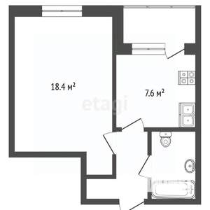 1-к квартира, вторичка, 38м2, 5/8 этаж