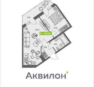 1-к квартира, вторичка, 45м2, 4/8 этаж