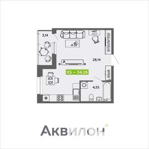 Студия квартира, вторичка, 34м2, 2/16 этаж