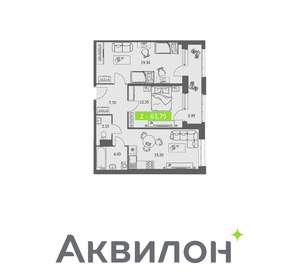 2-к квартира, вторичка, 64м2, 5/11 этаж