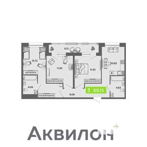 3-к квартира, вторичка, 69м2, 2/16 этаж