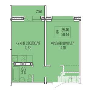 1-к квартира, вторичка, 38м2, 7/9 этаж