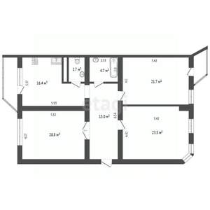 3-к квартира, вторичка, 105м2, 2/9 этаж