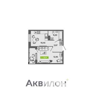 1-к квартира, вторичка, 33м2, 4/16 этаж
