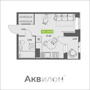 Студия квартира, вторичка, 25м2, 8/16 этаж