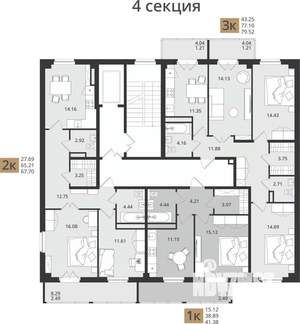 2-к квартира, вторичка, 68м2, 7/16 этаж