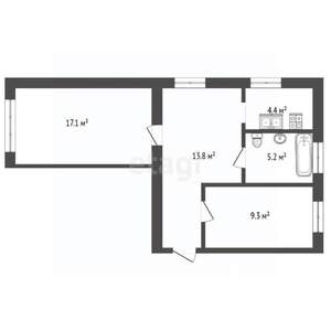 2-к квартира, вторичка, 50м2, 2/5 этаж