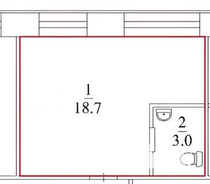 Студия квартира, вторичка, 21м2, 1/5 этаж