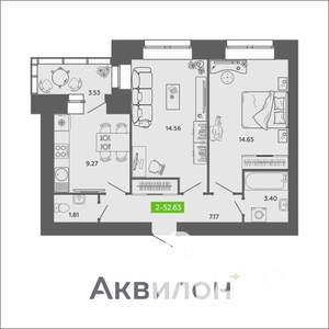 2-к квартира, вторичка, 53м2, 8/11 этаж