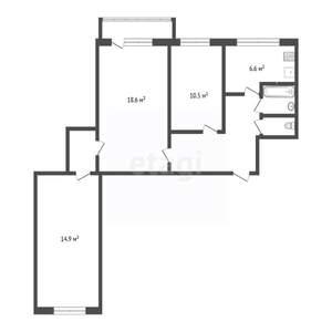 3-к квартира, вторичка, 63м2, 8/9 этаж
