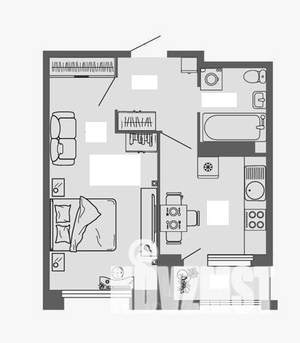 1-к квартира, вторичка, 34м2, 3/16 этаж