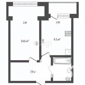 1-к квартира, вторичка, 38м2, 8/9 этаж