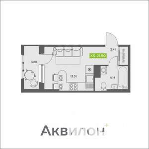 Студия квартира, вторичка, 22м2, 10/16 этаж