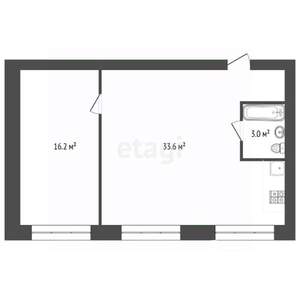 2-к квартира, вторичка, 53м2, 1/5 этаж