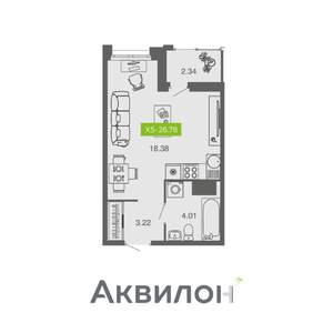 Студия квартира, вторичка, 27м2, 13/16 этаж