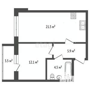 2-к квартира, вторичка, 45м2, 13/14 этаж
