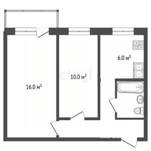 2-к квартира, вторичка, 44м2, 1/9 этаж