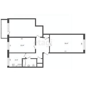 3-к квартира, вторичка, 62м2, 3/9 этаж