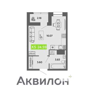 Студия квартира, вторичка, 25м2, 4/16 этаж