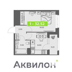 1-к квартира, вторичка, 33м2, 10/16 этаж