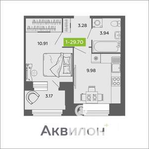 1-к квартира, вторичка, 30м2, 8/11 этаж