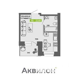 Студия квартира, вторичка, 23м2, 9/11 этаж