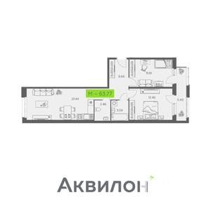 2-к квартира, вторичка, 64м2, 5/11 этаж