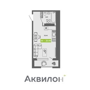 Студия квартира, вторичка, 26м2, 15/16 этаж