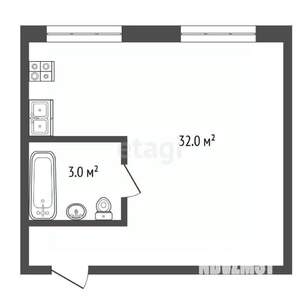 1-к квартира, вторичка, 36м2, 2/5 этаж