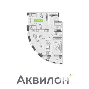 2-к квартира, вторичка, 67м2, 7/11 этаж
