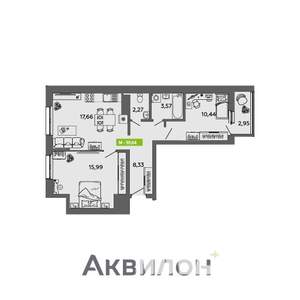 2-к квартира, вторичка, 60м2, 14/16 этаж