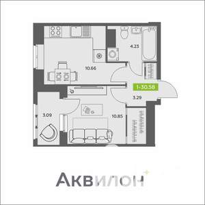 1-к квартира, вторичка, 31м2, 9/16 этаж