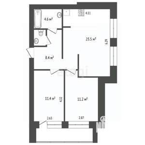 2-к квартира, вторичка, 61м2, 3/4 этаж