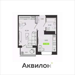 1-к квартира, вторичка, 35м2, 16/16 этаж