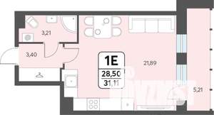Студия квартира, вторичка, 31м2, 11/12 этаж