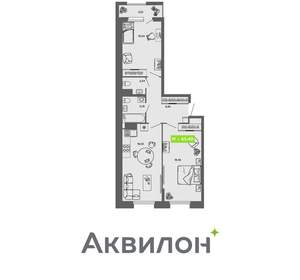 2-к квартира, вторичка, 65м2, 4/16 этаж