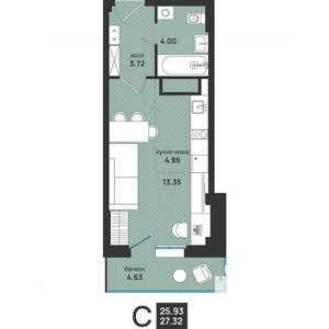 Студия квартира, вторичка, 27м2, 11/13 этаж