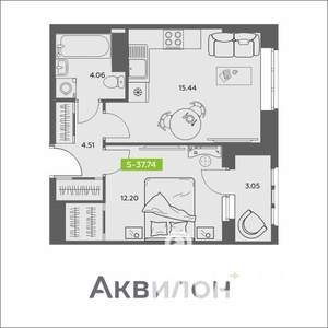 1-к квартира, вторичка, 38м2, 15/16 этаж