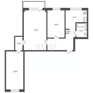 3-к квартира, вторичка, 62м2, 8/9 этаж