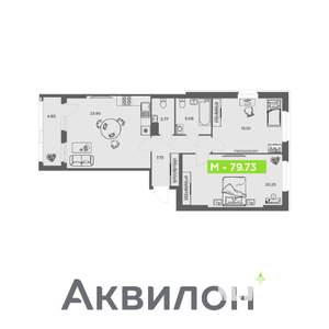 2-к квартира, вторичка, 80м2, 12/16 этаж