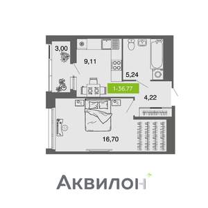 1-к квартира, вторичка, 37м2, 1/10 этаж